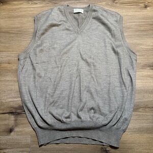 Gran Sasso For Syd Jerome V-neck Vest 100% Virgin Wool Men Medium 50 ITALY Brown